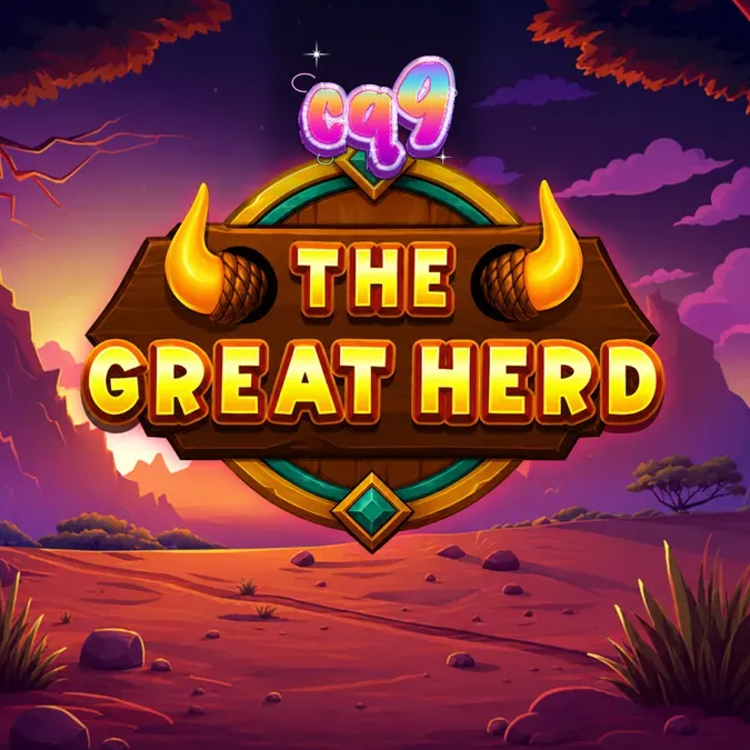 Pemandangan visual slot The Great Herd dengan tema savana Afrika yang memukau